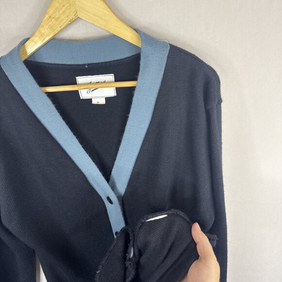 Jostens Varsity Style Knit Cardigan Sweater Navy Blue With Light Blue Men M - Picture 5 of 6